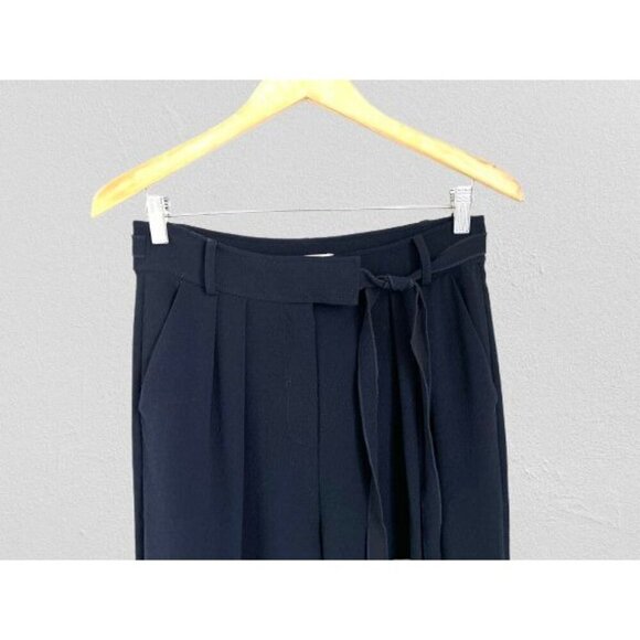 Rebecca Taylor Wide-Leg High-Waisted Pleated Pants With Belt Tie Detail Size 6 - Picture 4 of 10